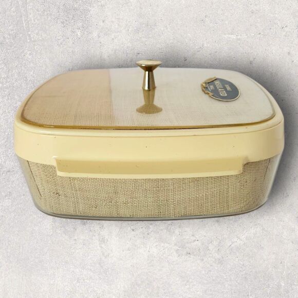 Vintage 1960s Thermo-Serv Insulated Casserole Server Tropical Scene MCM Serving - Picture 3 of 15